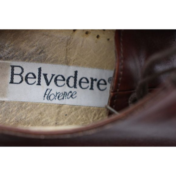Belvedere Florence Brown Leather Handmade Men's Size 9.5 Shoes Ostrich Leg Skin - Picture 11 of 12